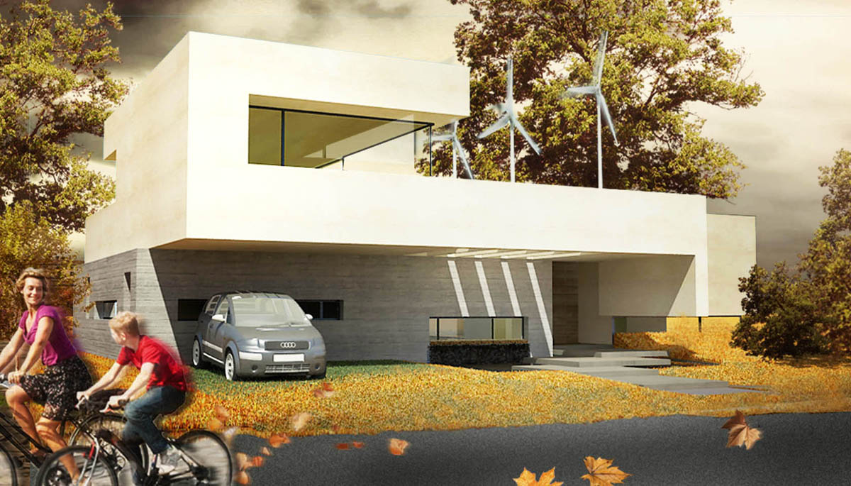 arquitectura sustentable, arquitectura minimalista, volúmenes de hormigón, fachadas modernas