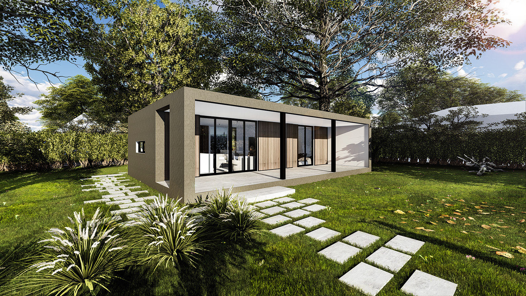 Arquitectura y paisaje, casas minimalistas, diseño modular de viviendas modernas
